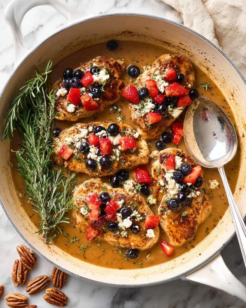 Balsamic Chicken with Fresh Berries, Spinach, and Feta Recipe