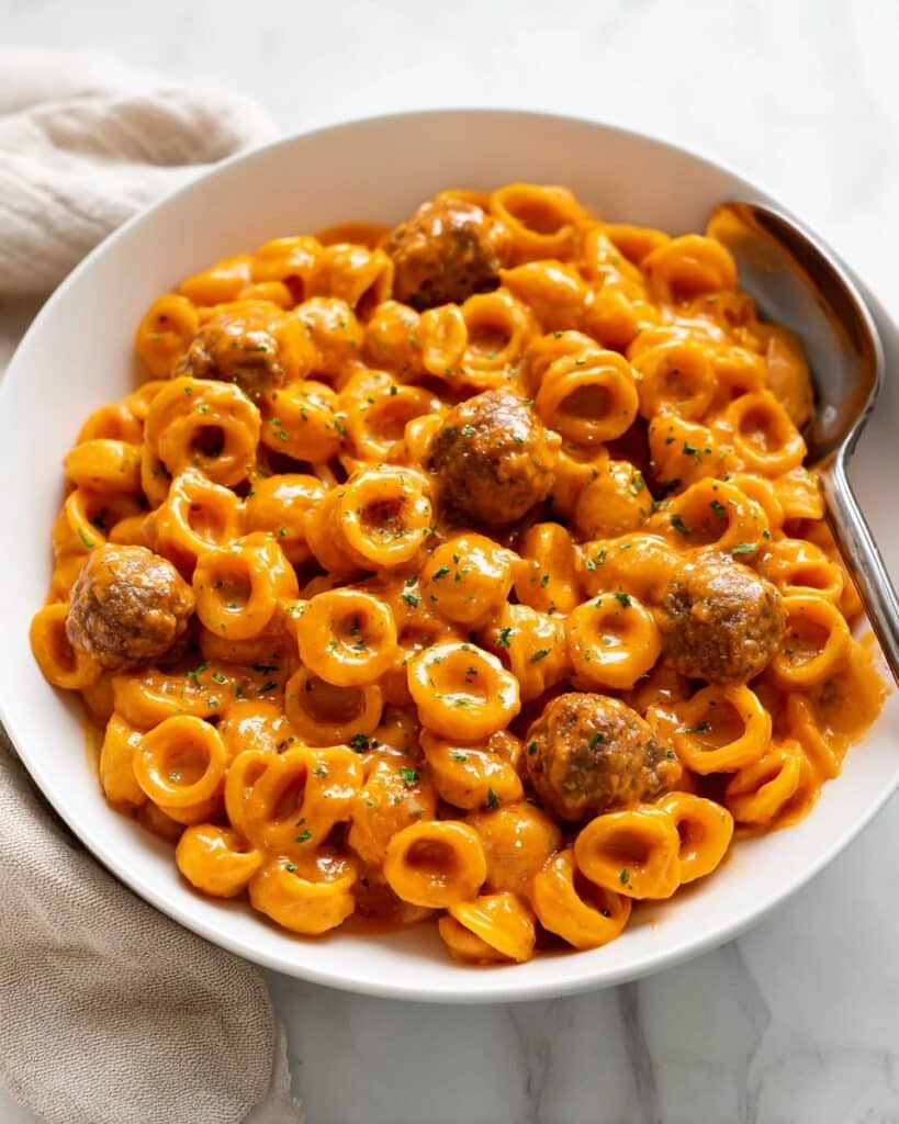 Homemade One-Pot Spaghettios with Meatballs Recipe