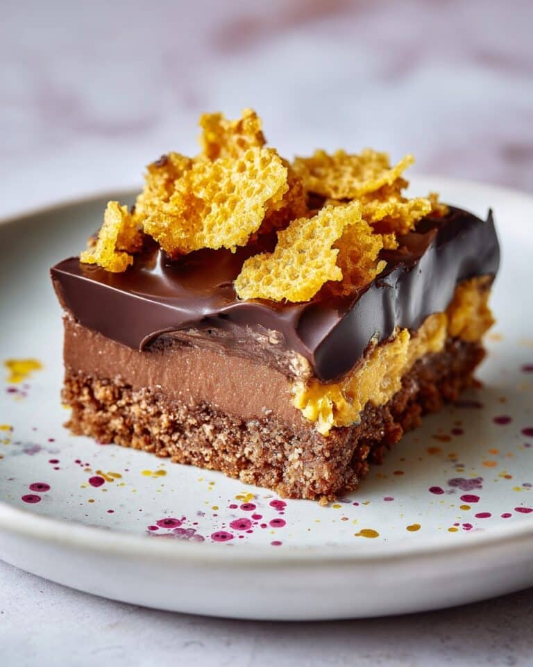 Peanut Shortbread with Honeycomb and Melted Chocolate Recipe