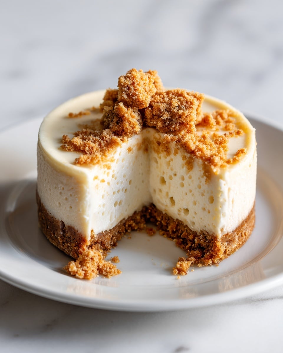 A gray metal muffin tray with twelve cups lined with white paper liners, each filled with light beige batter. On top of every batter-filled cup, there is a single piece of square cereal, slightly tilted and resting in the center. The tray is placed on a white marbled surface. photo taken with an iphone --ar 4:5 --v 7