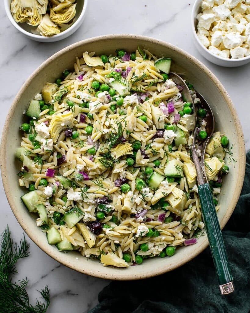 Greek Artichoke Orzo Pasta Salad Recipe