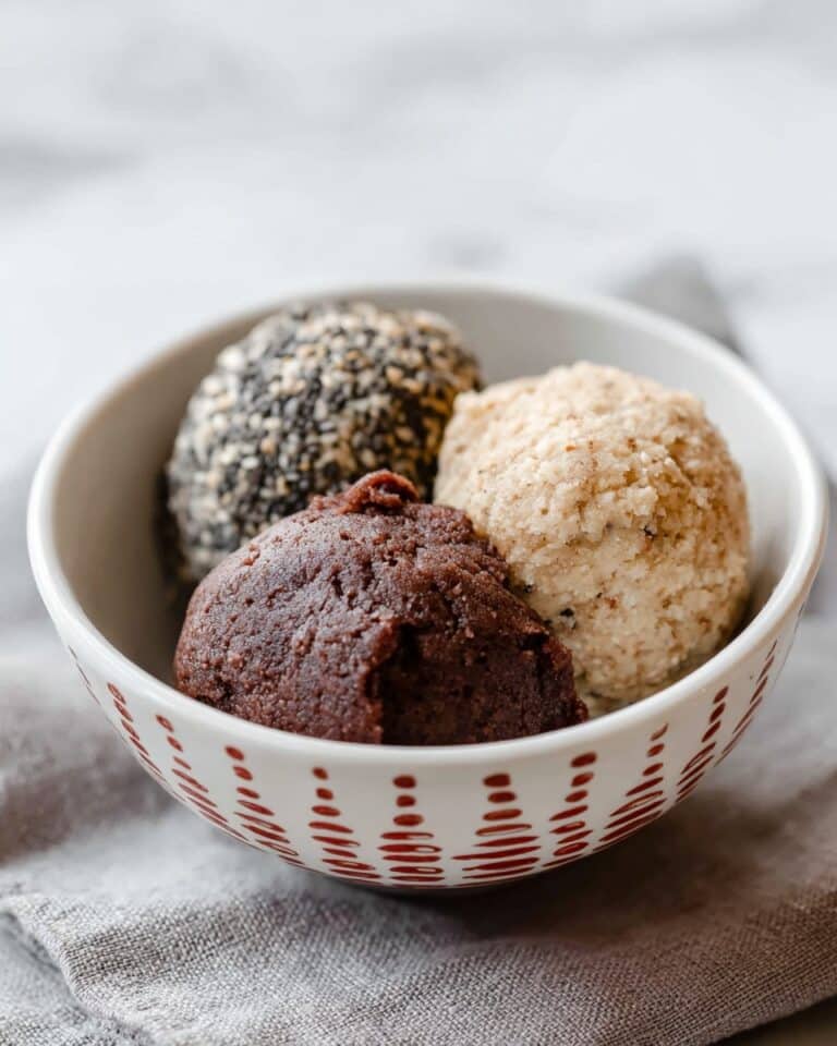 Ohagi (Sweet Rice Balls Filled with Anko and Coated with Kinako and Black Sesame) Recipe
