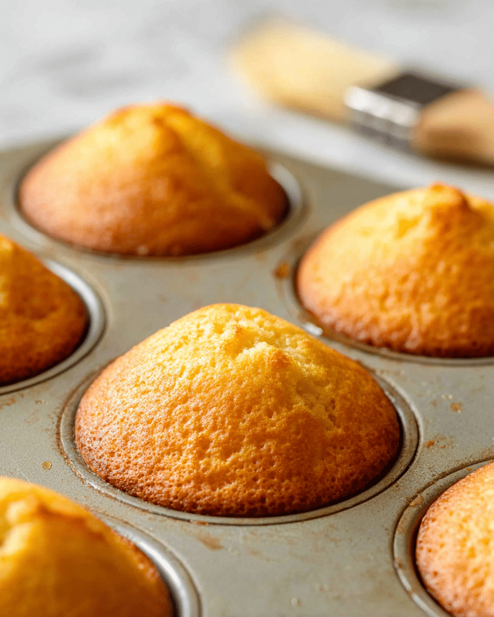 A close-up view of several golden yellow cornbread muffins stacked closely together, showing their textured, slightly crumbly tops and soft, dense sides. The muffins have a warm, baked color with a lightly crisp surface. A corner of a blue patterned cloth is visible beneath some muffins, all placed on a white marbled texture background. photo taken with an iphone --ar 4:5 --v 7