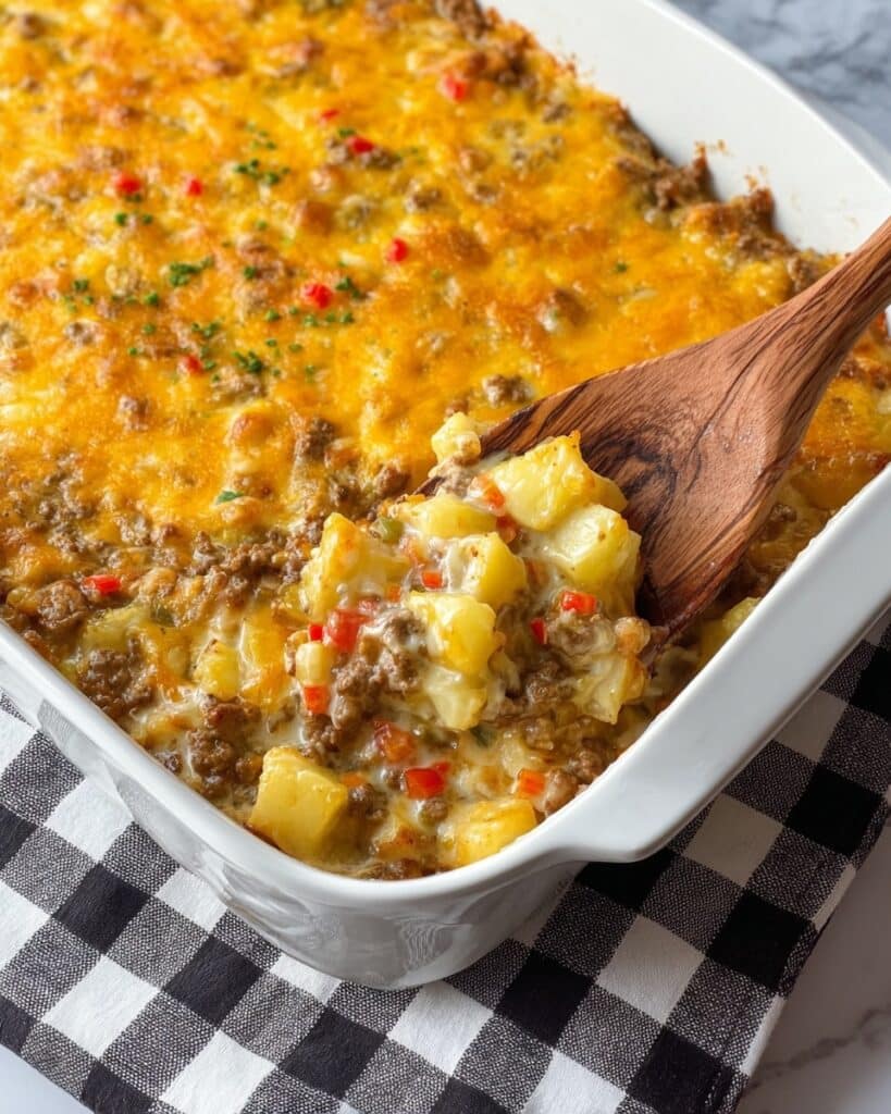 Cheesy Ground Beef & Potato Casserole Recipe