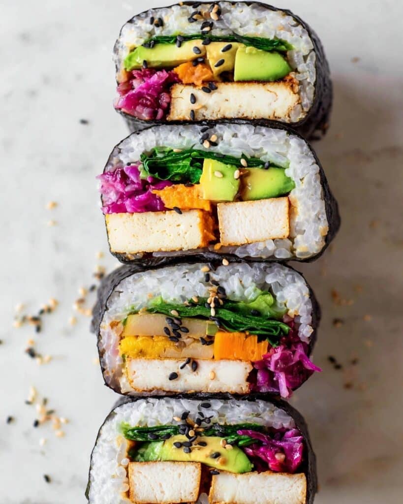 Onigirazu (Sushi Sandwich) with Tofu and Sweet Potato Options Recipe