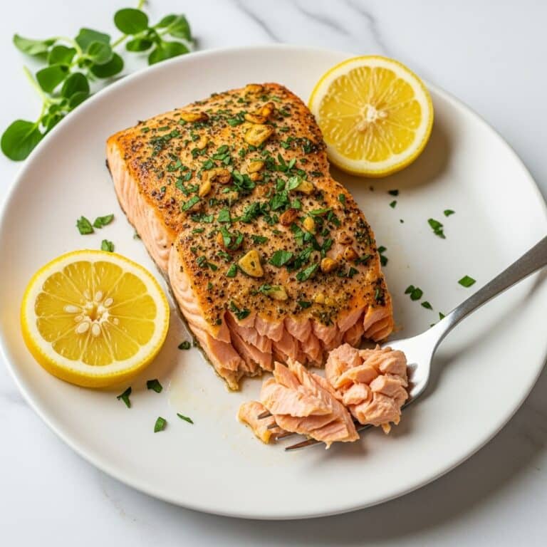 Garlic Herb Butter Salmon Steaks with Parmesan Recipe