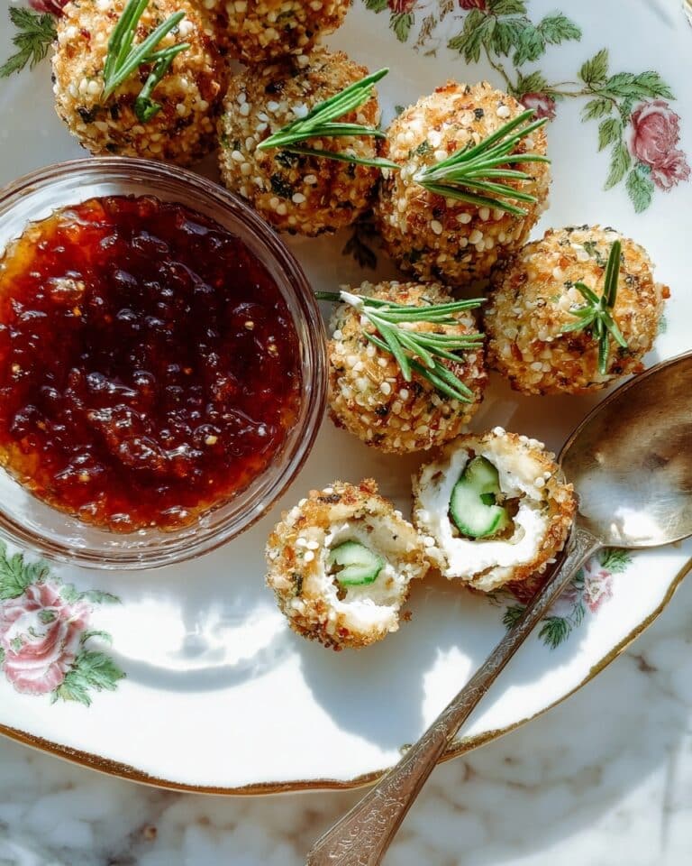 Boursin Cheese Stuffed Olives with Fig Honey Sauce and Crispy Shallots Recipe