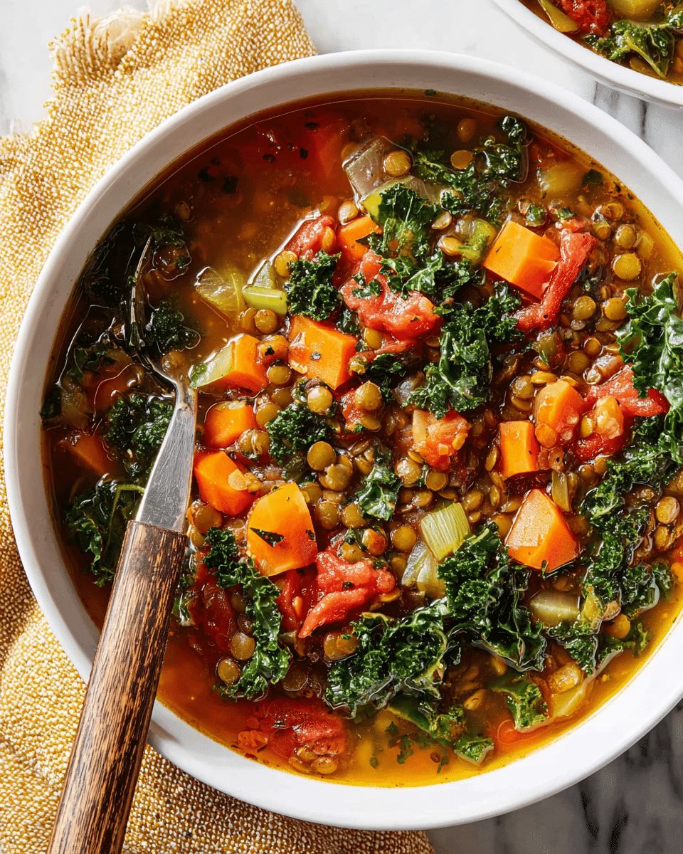 Two white bowls filled with vegetable soup sit on a white marbled surface. Each bowl contains a colorful mix of diced orange carrots, dark green kale, light green celery, red tomatoes, and small brown lentils in a clear broth. Both bowls are topped with a small heap of shredded white cheese and sprinkled with chopped green herbs. A spoon with a wooden handle rests beside one bowl, and a large cheese block with a grater is placed nearby. A small white dish with red chili flakes and a woven light brown cloth add to the composition. Photo taken with an iphone --ar 4:5 --v 7