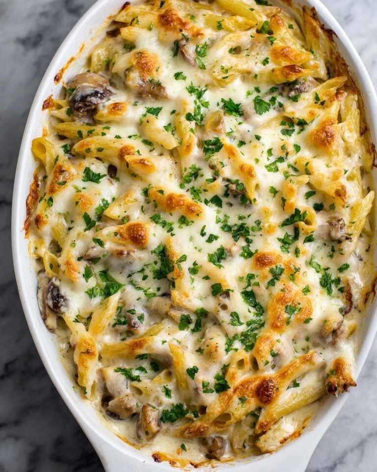 Mushroom Cauliflower Alfredo Pasta Bake Recipe