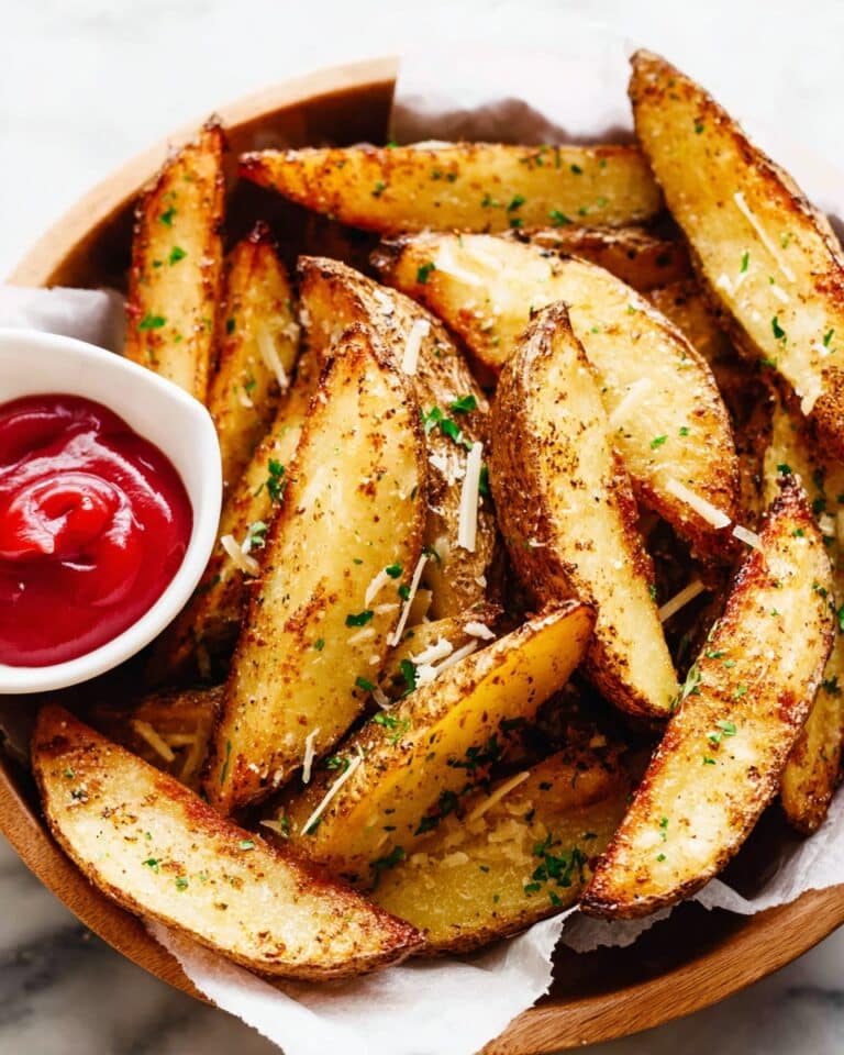 Baked Parmesan Garlic Potato Wedges Recipe