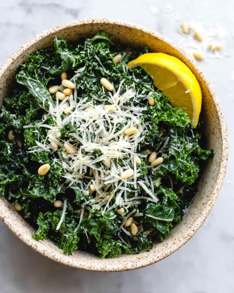 Kale Salad with Lemon, Parmesan, and Toasted Pine Nuts Recipe