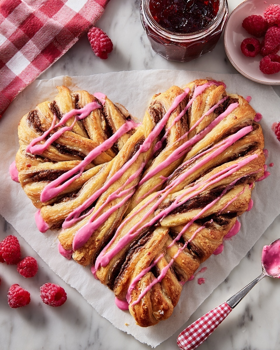Pull-Apart Nutella Heart with Raspberry Drizzle Recipe
