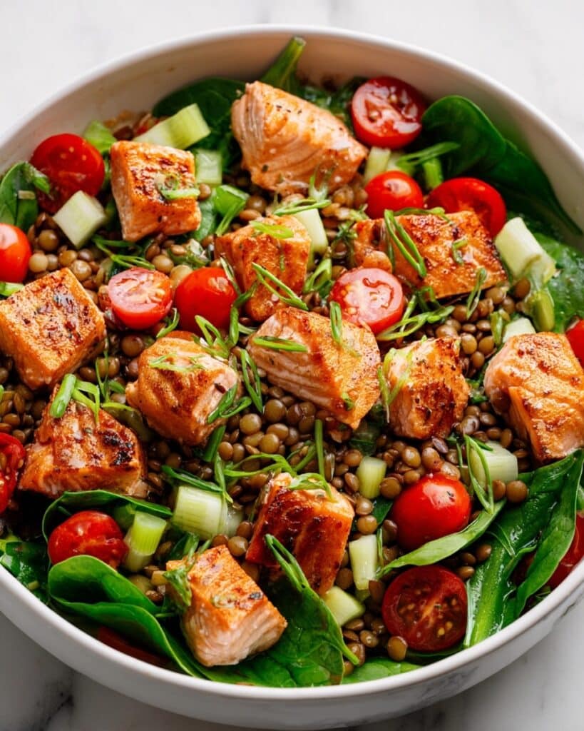 One-Pot Salmon, Spinach and Lentil Salad Recipe