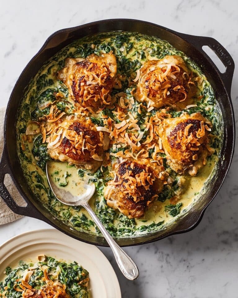 Coconut Creamed Spinach with Crispy Chicken Thighs Recipe