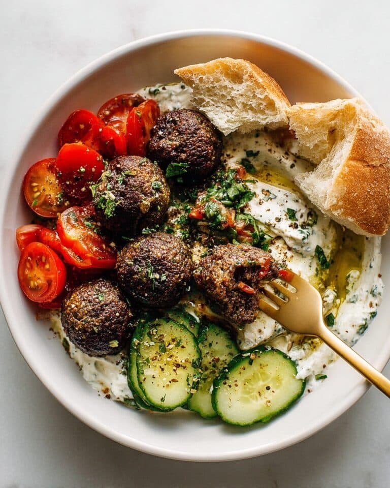 Sheet Pan Meatballs with Tomato Salad and Green Sauce Recipe