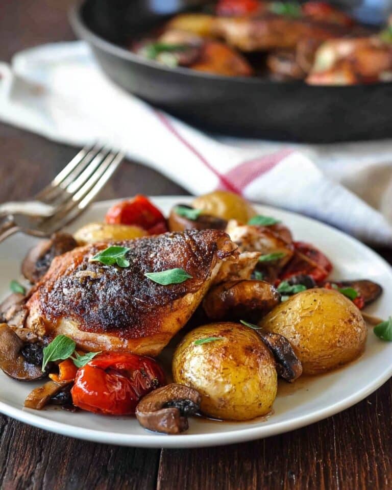 One Pan Spanish Chicken with Chorizo, Tomato and Potatoes Recipe