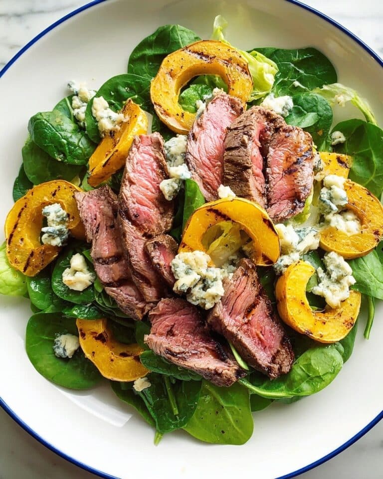 Steak Salad with Spinach, Delicata Squash, and Blue Cheese Recipe