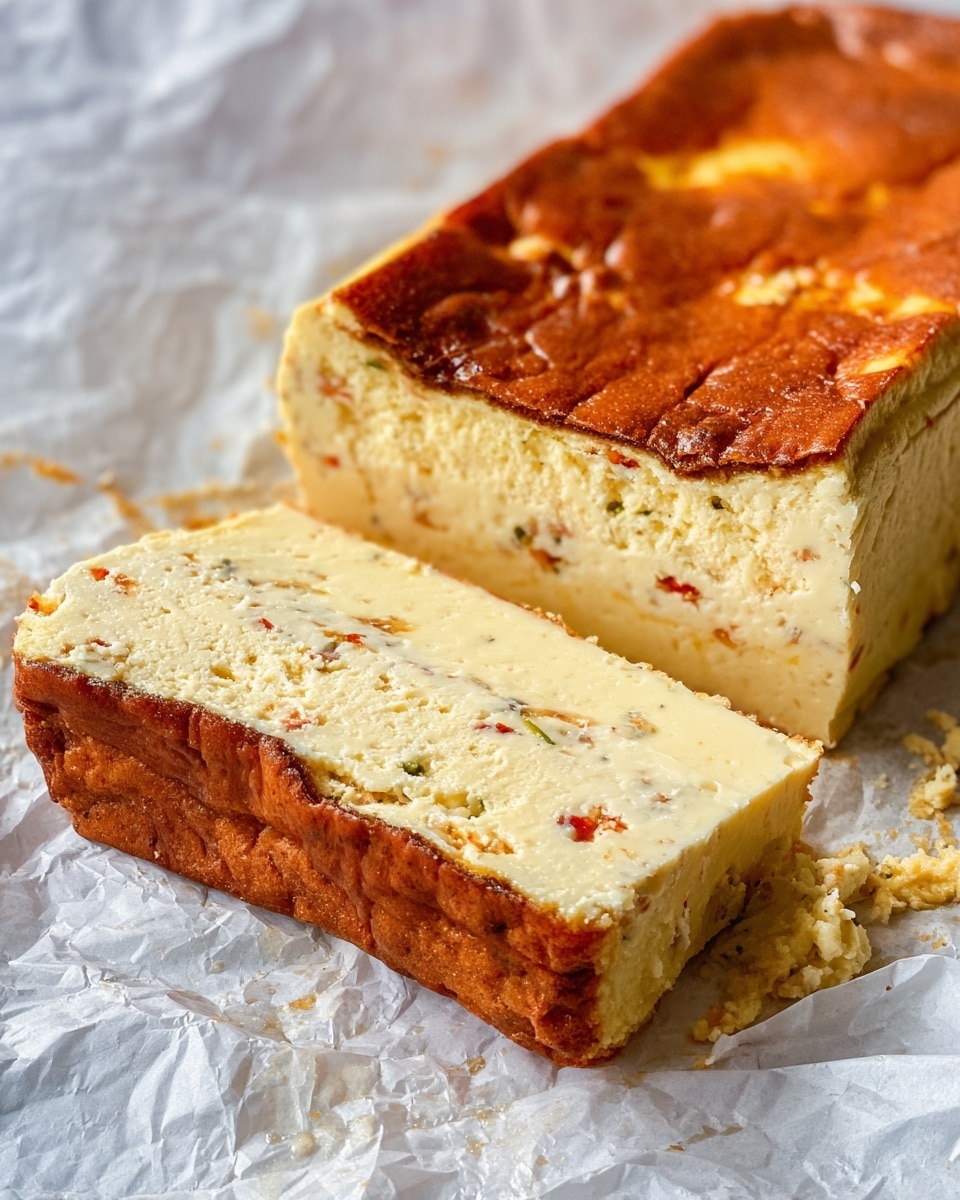 A slice of soft, light yellow cheesecake with a smooth and creamy texture sits on a white plate with blue floral patterns. The cheesecake has a golden brown crust around its edges, contrasting with the pale interior. There are small bits of red and darker specks scattered throughout the creamy layer. A shiny golden spoon is scooping a portion from the middle of the slice, revealing the cheesecake's dense yet fluffy consistency. The background features a white marbled surface. photo taken with an iphone --ar 4:5 --v 7