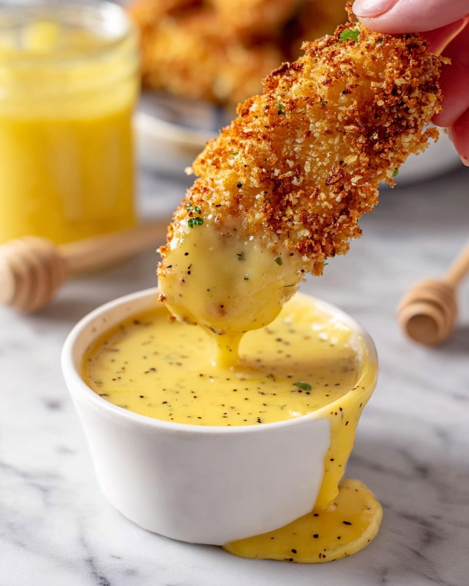 The image shows several golden brown, crispy breaded chicken tenders resting on a dark baking tray with small bits of seasoning scattered around. One large chicken tender is being lifted with a beige spatula that has a light wooden handle, highlighting the crunchy texture and slightly coarse breadcrumb coating that looks perfectly cooked with some reddish-brown spots. The background is a white marbled surface, providing a clean, bright contrast to the warm tones of the chicken. photo taken with an iphone --ar 4:5 --v 7