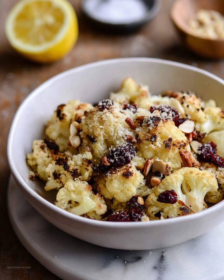 Roasted Cauliflower Salad with Cranberries, Almonds, and Lemon-Dijon Dressing Recipe