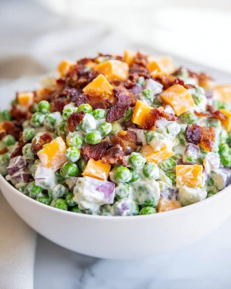 Pea Salad with Bacon, Cheddar, and Red Onion Recipe
