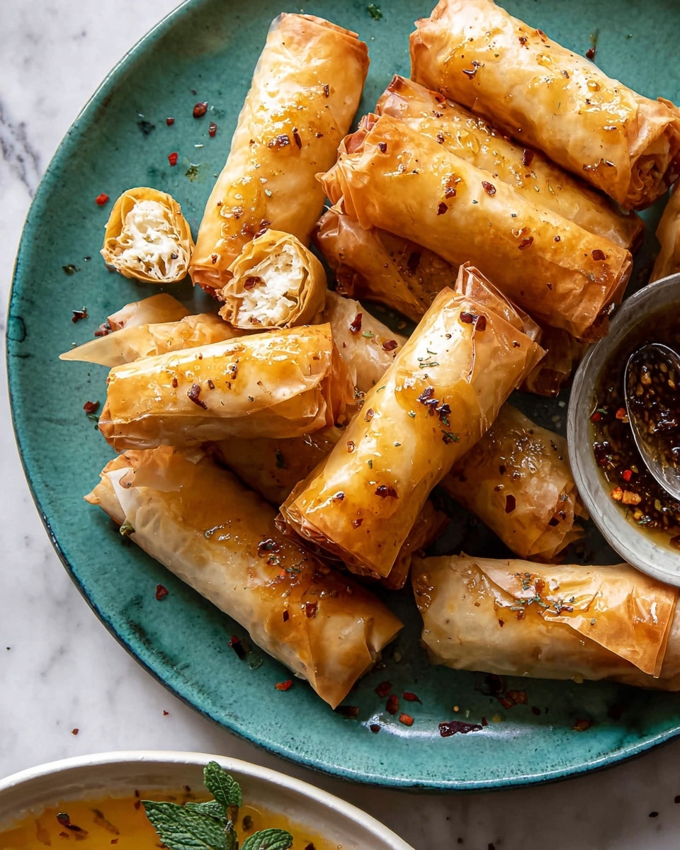 Oven Fried Feta Rolls with Chili Honey Recipe