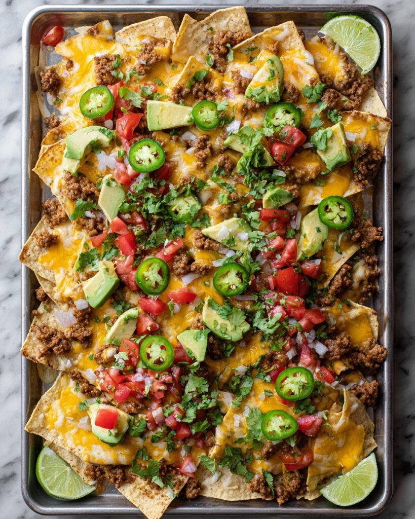 Sheet Pan Nachos with Ground Beef Recipe