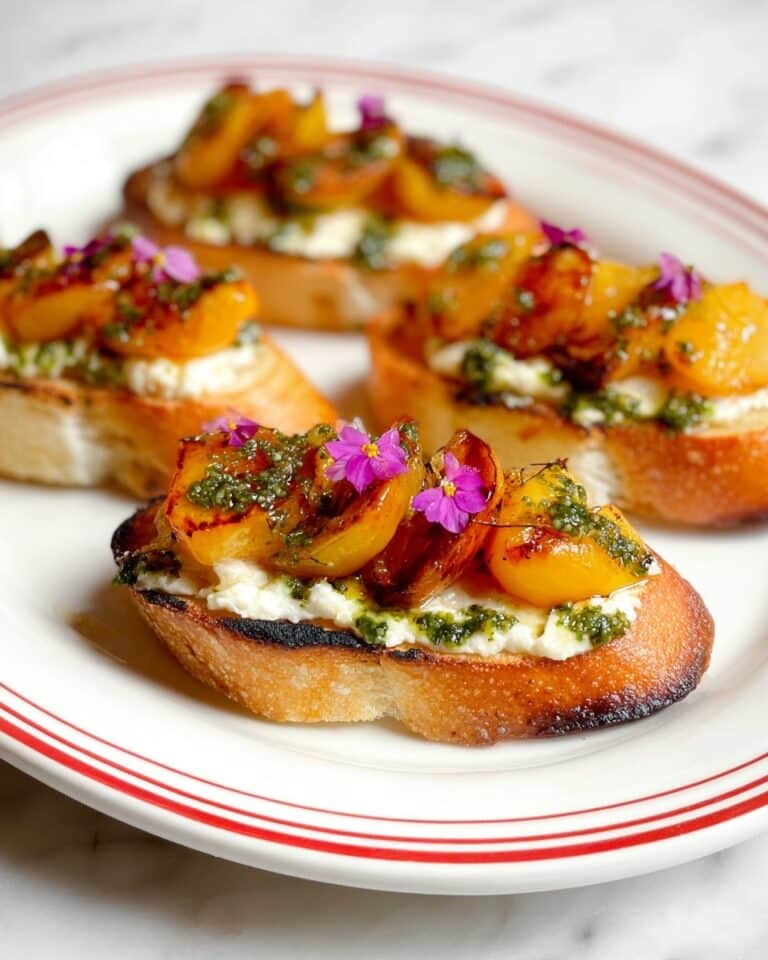 Grilled Peach and Stracciatella Tartine Recipe
