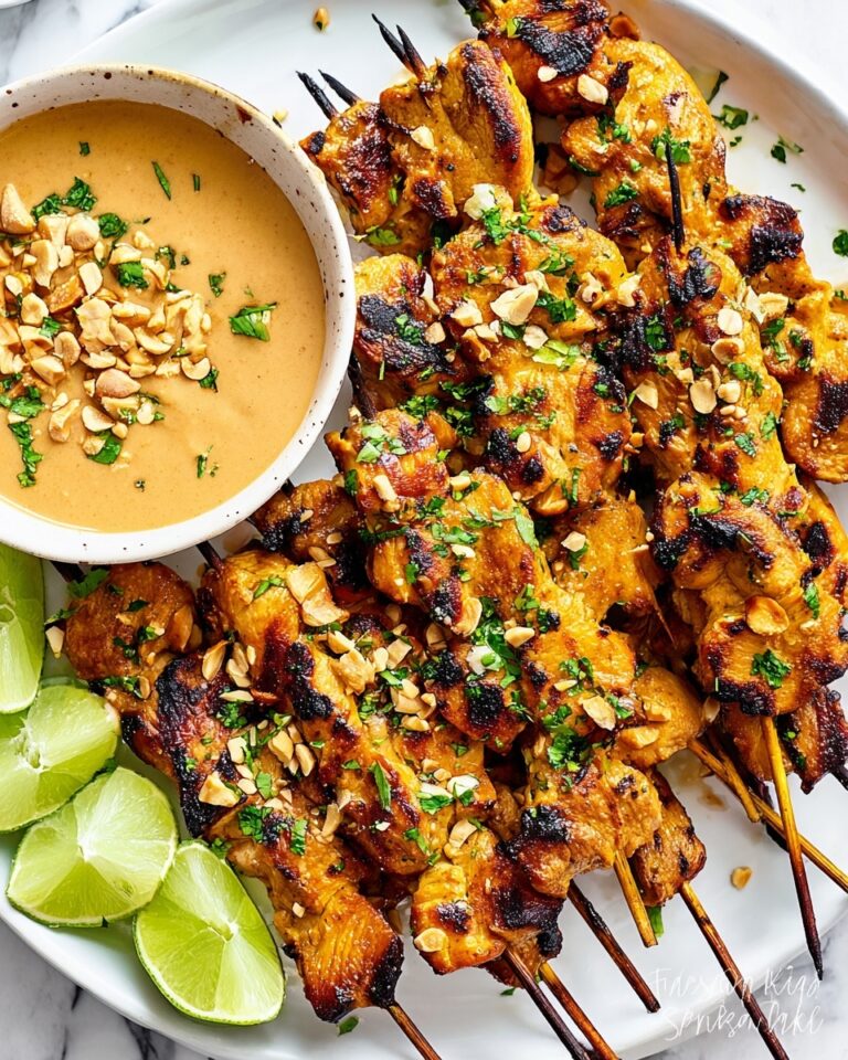 Chicken Satay with Coconut Lime Marinade and Peanut Sauce Recipe