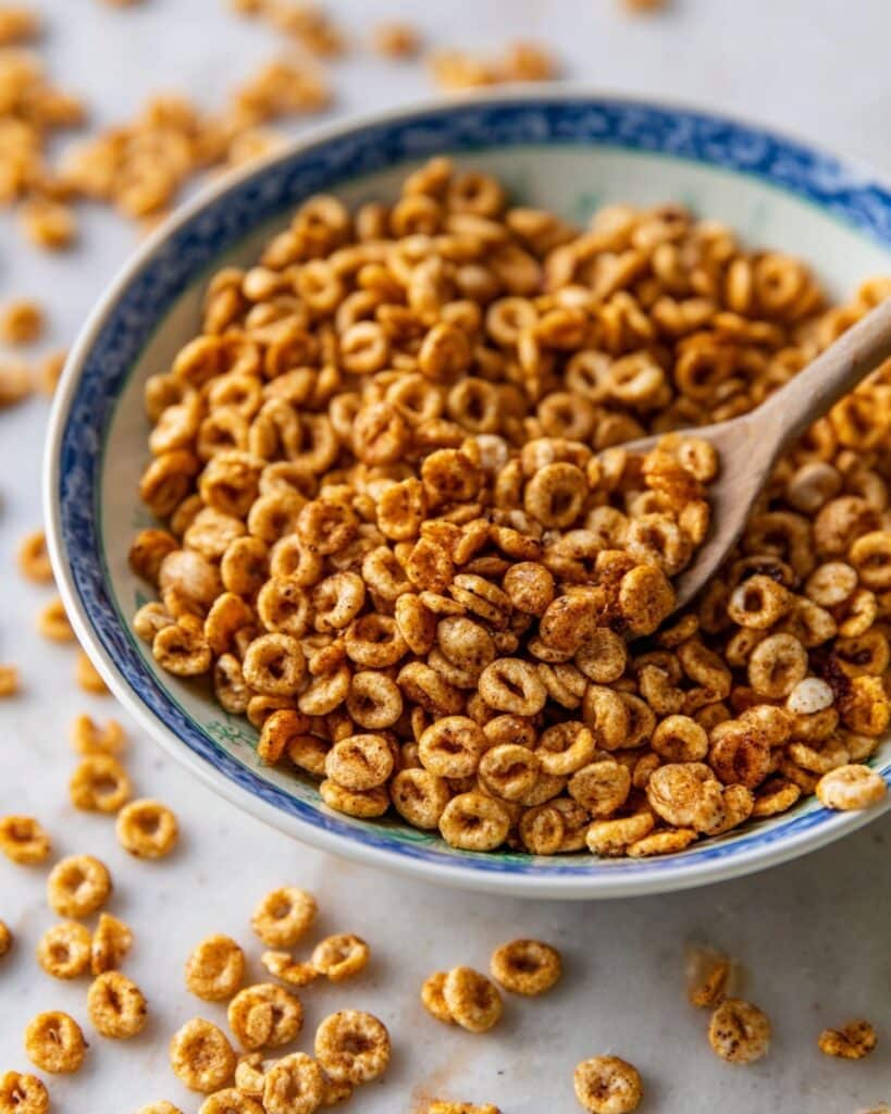 Sweet and Spicy Hot Buttered Cheerios Snack Mix Recipe