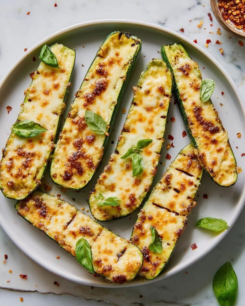 Cheesy Garlic Zucchini Steaks Recipe
