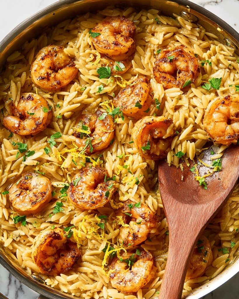 One-Pan Lemon Butter Shrimp Orzo Recipe