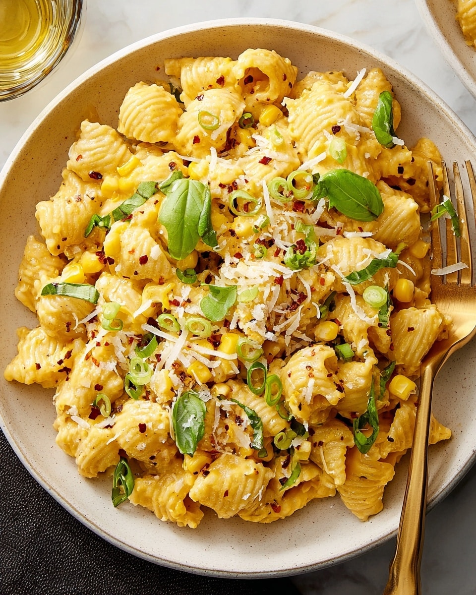 Creamy Corn Pasta with Basil and Parmesan Recipe