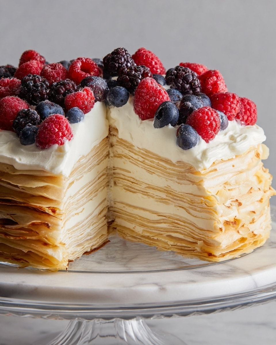 Crêpe Cake with Pastry Cream and Fresh Berries Recipe