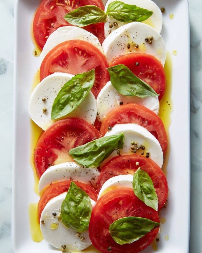Classic Caprese Salad with Fresh Mozzarella, Tomatoes, and Basil Recipe