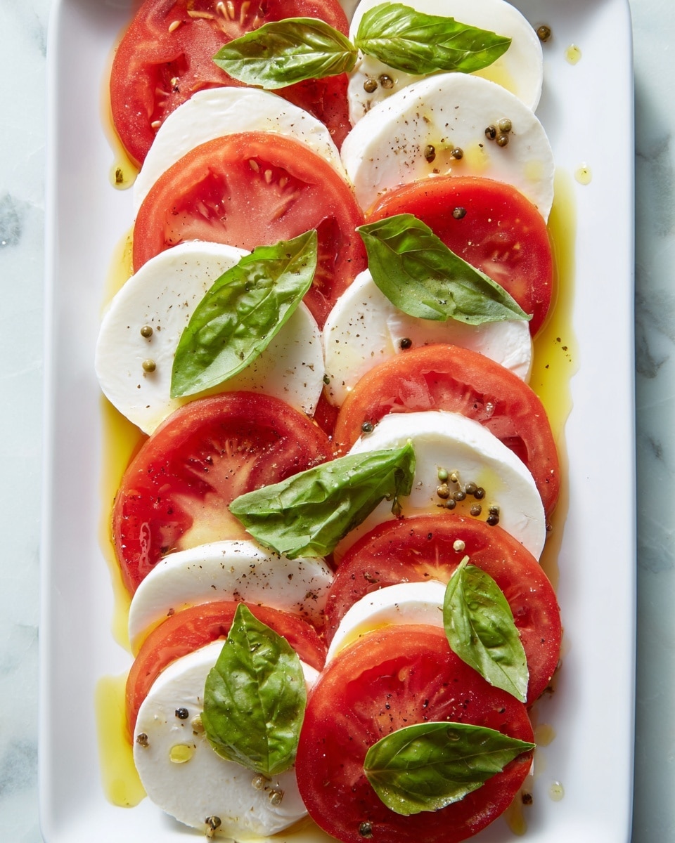 Classic Caprese Salad with Fresh Mozzarella, Tomatoes, and Basil Recipe