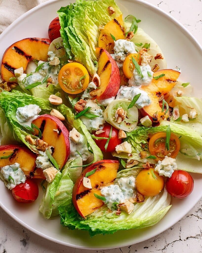 Grilled Peach Salad with Blue Cheese and Herb Dressing Recipe
