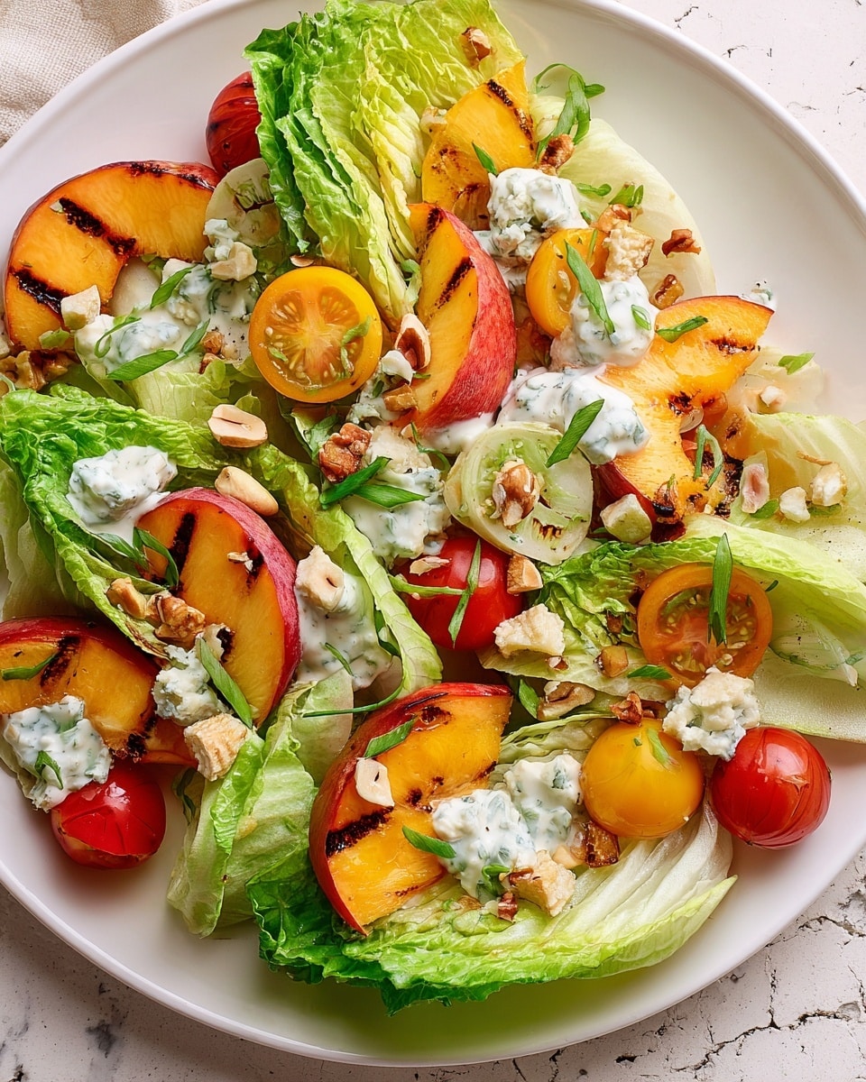 Grilled Peach Salad with Blue Cheese and Herb Dressing Recipe