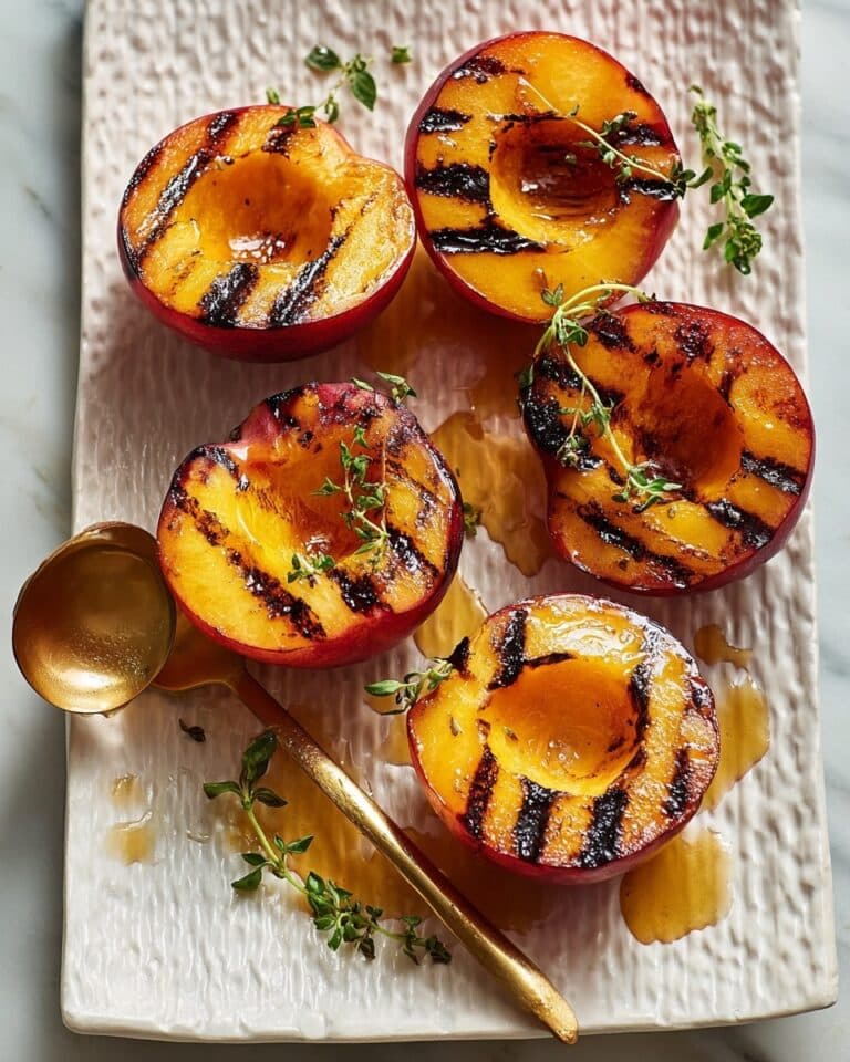 Grilled Peaches with Vanilla Ice Cream, Honey, and Sea Salt Recipe