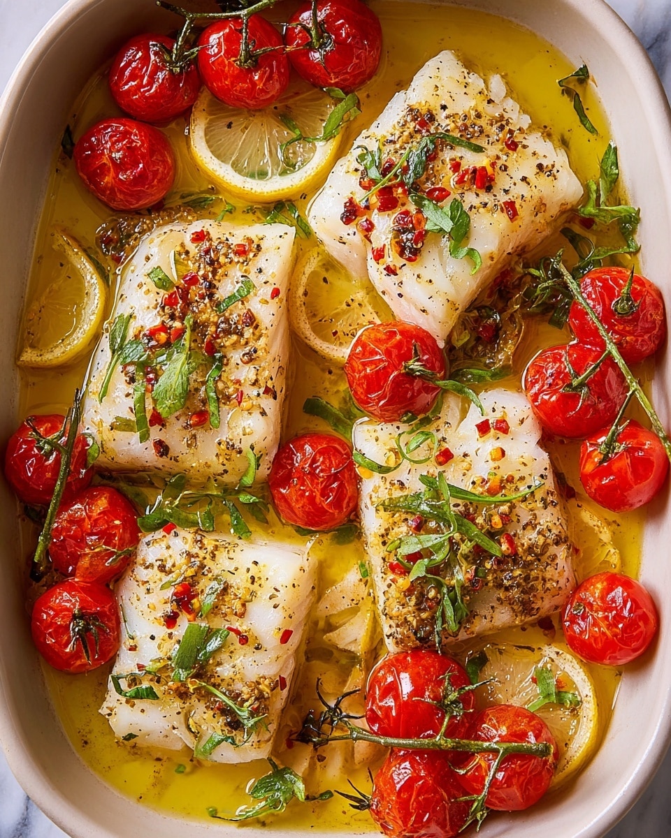 Lemon Herb Baked Cod with Cherry Tomatoes Recipe