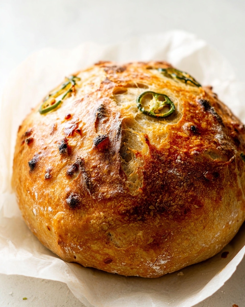 No Knead Jalapeño Cheddar Bread Recipe