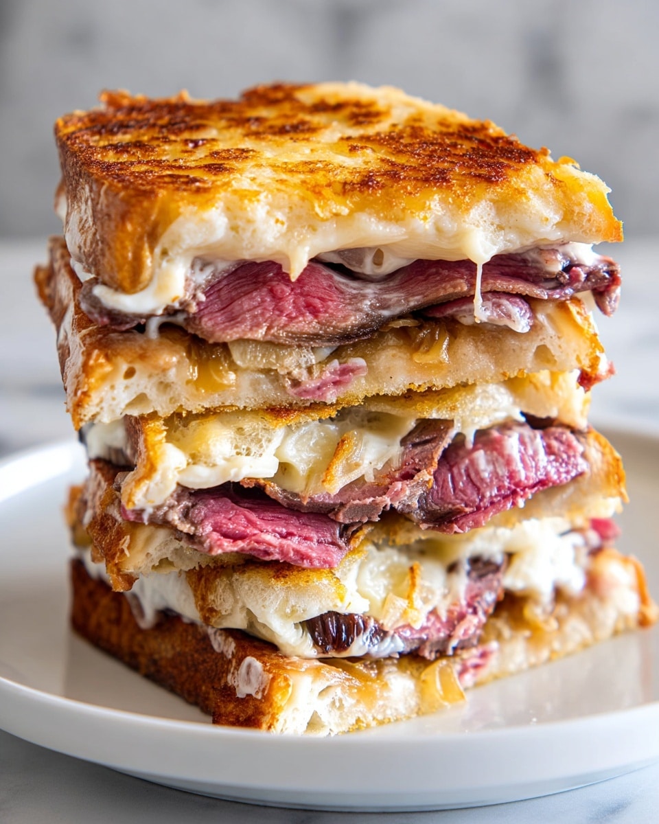 Steak and Caramelized Onion Melted Sandwich on Sourdough Recipe