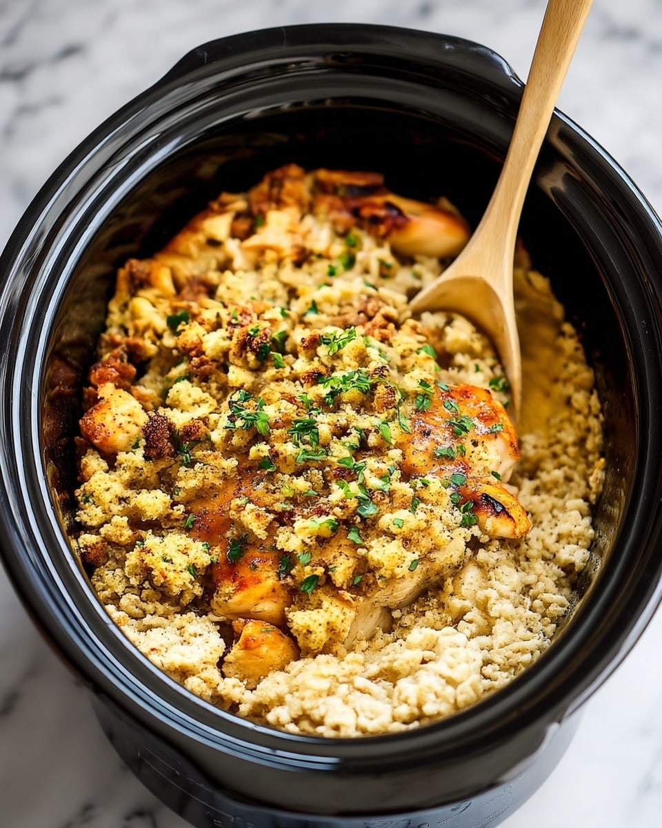 4-Ingredient Slow Cooker Chicken with Stuffing Recipe