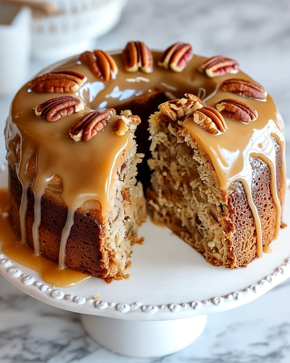 Apple Pecan Cake with Caramel Glaze Recipe