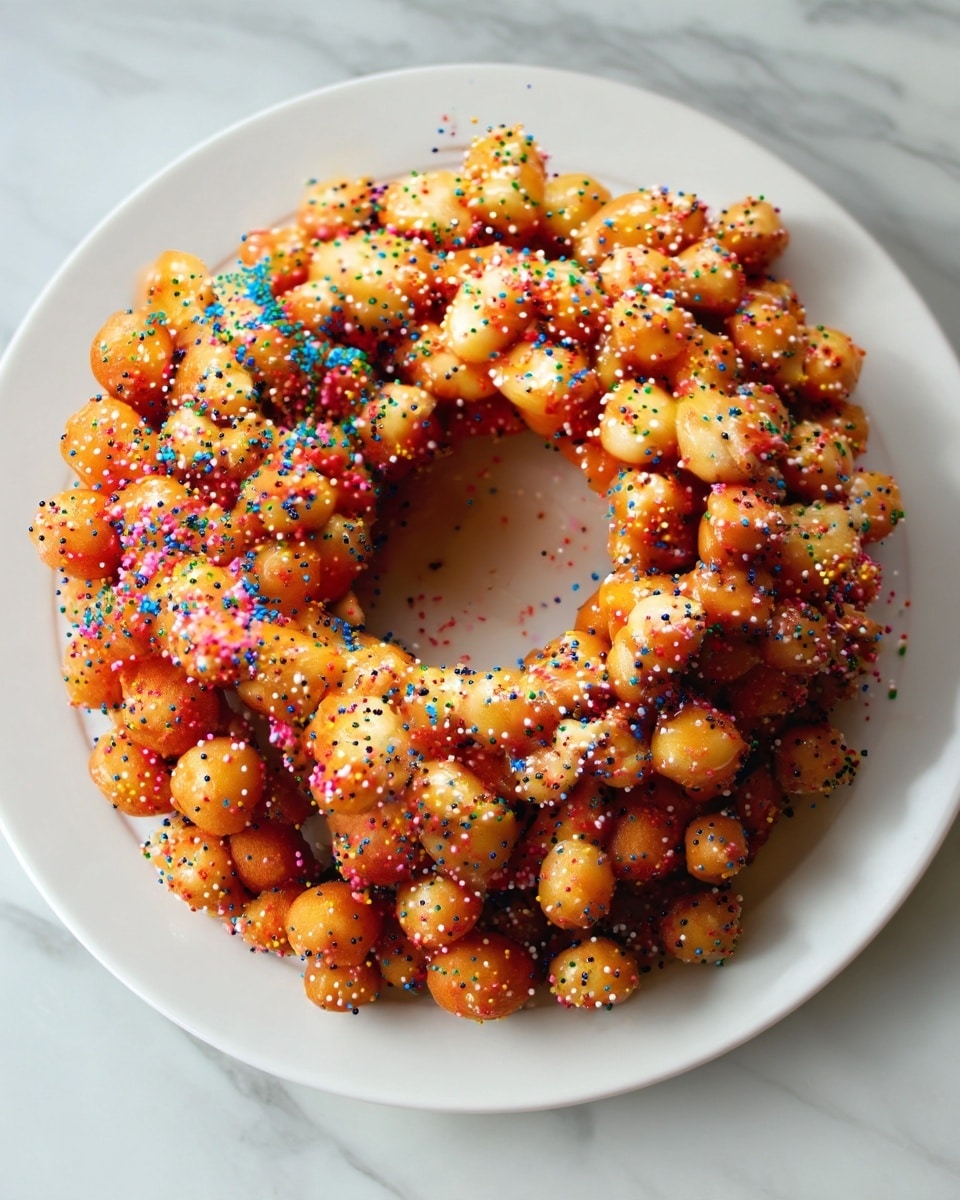 Struffoli: Italian Honey-Fried Dough Balls with Citrus Zest and Rainbow Sprinkles Recipe