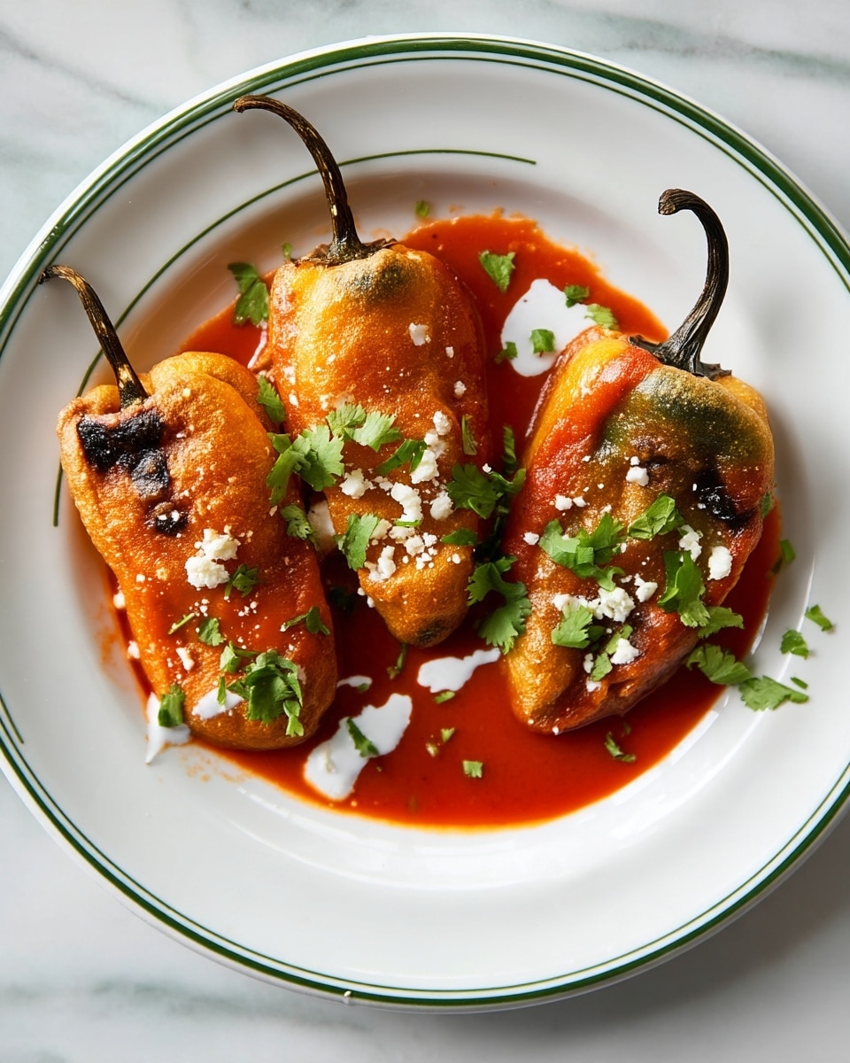 Chiles Rellenos with Cheese and Enchilada Sauce Recipe