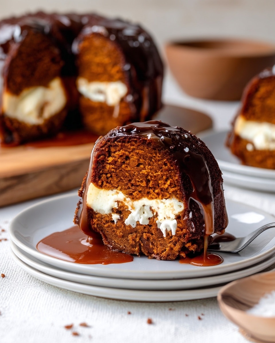 Pumpkin Cream Cheese Bundt Cake with Salted Caramel Drizzle Recipe