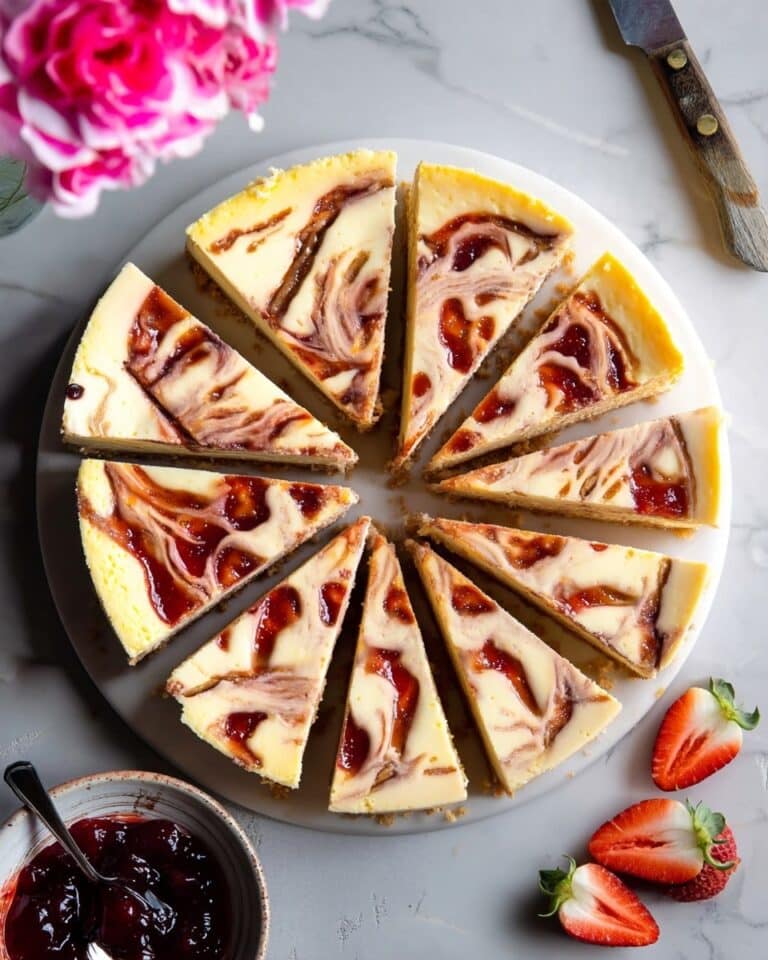 Healthy Cottage Cheese Cheesecake with Strawberry Jam Swirl Recipe