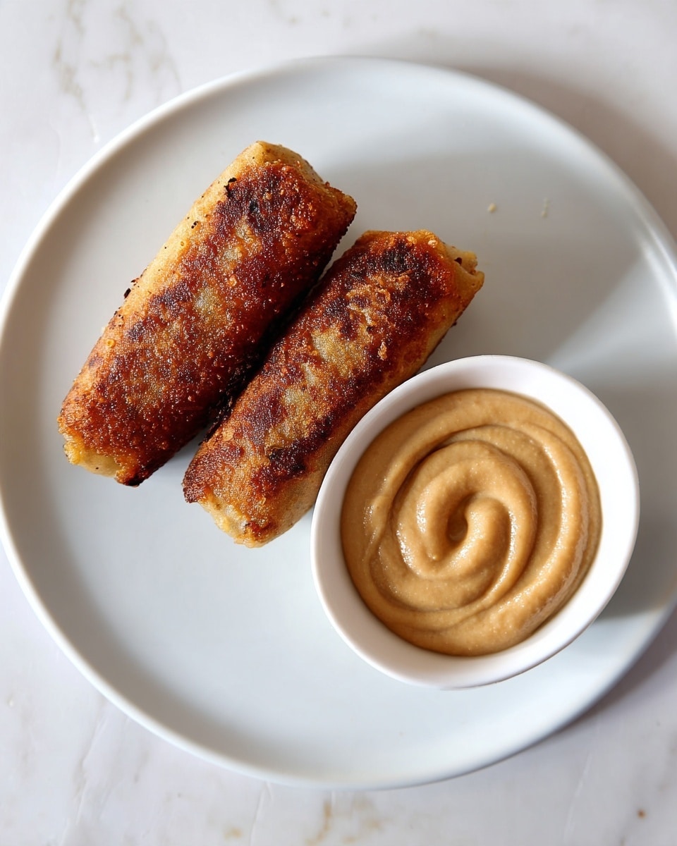 Three fried plantains with a golden-brown and slightly crispy texture are stacked on a white plate. The plantains show a range of brown shades from light to darker spots, indicating a well-cooked exterior. Below the plate on the white marbled surface is a small white bowl filled with a smooth, light brown mustard sauce swirled in a spiral pattern. The scene is simple and clean, highlighting the rich color and texture of the fried plantains and sauce. photo taken with an iphone --ar 4:5 --v 7
