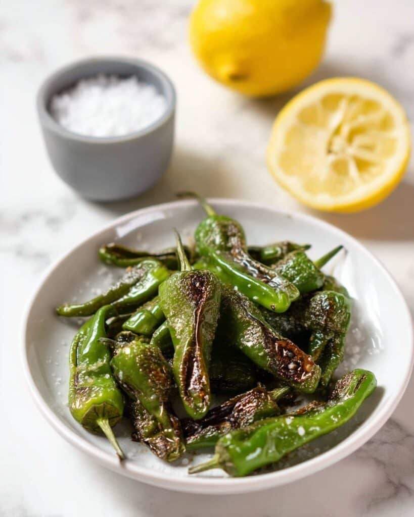 Blistered Padrón Peppers with Sea Salt and Lemon Recipe